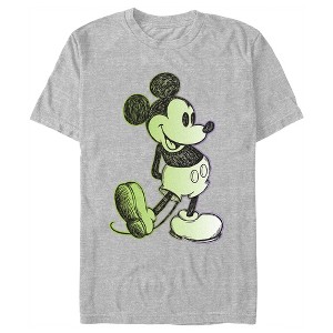 Men's Mickey & Friends Retro Green Sketch T-Shirt - 1 of 4