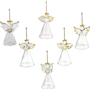 4E's Novelty Glass Angel Ornaments for Christmas Tree (Set of 12) - 2.5" Mini Angels Decor, Clear Spun Glass Angel Ornaments for Holiday Season - 1 of 4