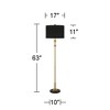360 Lighting Harlowe Modern Glam Luxury 63" Tall Standing Floor Lamp Skinny Pole Metal Gold Finish Living Room Bedroom House Reading Drum Black Shade - 4 of 4