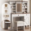 HDZNVF Farmhouse Makeup Vanity Desk with Sliding Mirror and Hairdryer Holder - 3 of 4