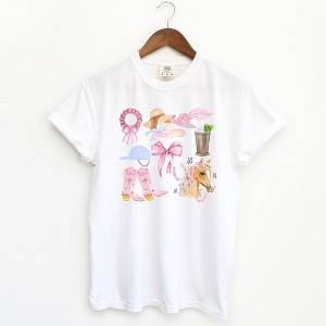Simply Sage Market Women's Coquette Kentucky Derby Collage Short Sleeve Garment Dyed Tee - 1 of 2