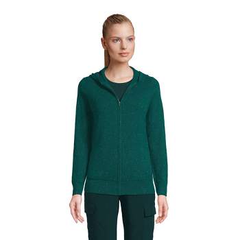 Lands' End Women's Cashmere Front Zip Hoodie Sweater - Small