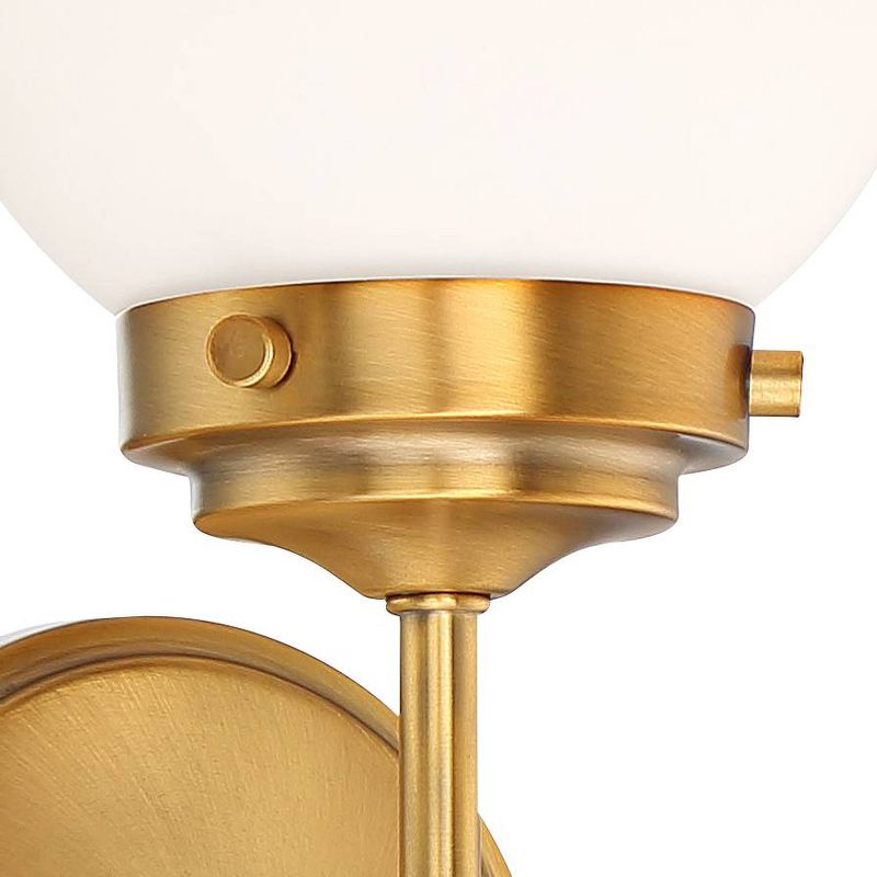 360 Lighting Ayva Modern Wall Light Sconces Set of 2 Shining Brass Hardwire 6" Fixture White Glass Globe Shade for Bedroom Bathroom Vanity Reading, 3 of 9