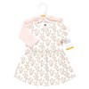 Hudson Baby Infant and Toddler Girls Cotton Dress and Cardigan Set, Pink Taupe Floral - 2 of 4