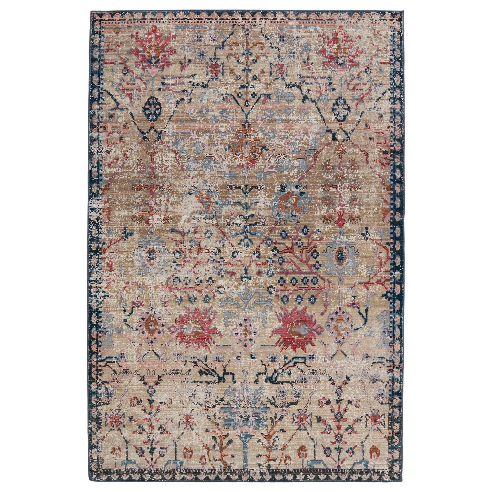 2'6inx8' Runner Elva Indoor/Outdoor Oriental Rug Tan/Blue - Jaipur Living