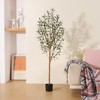 DR.Planzen 5-7FT Artificial New Style Olive Plants with Realistic Leaves and Natural Trunk, Silk Fake Potted Tree for Office Home Decor - 2 of 4
