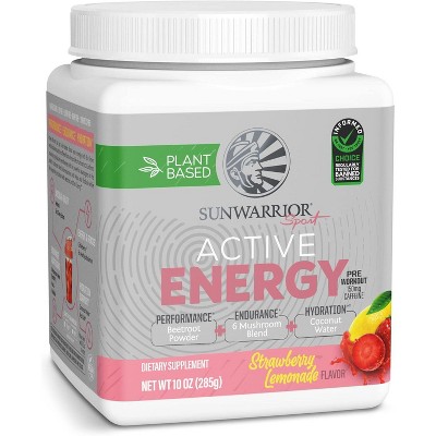 Sunwarrior Active Energy Pre-Workout Plus Hydration Powder, Sugar Free, Watermelon, Mango Lemonade, Peachy Mango, Strawberry Lemonade, 30 Servings