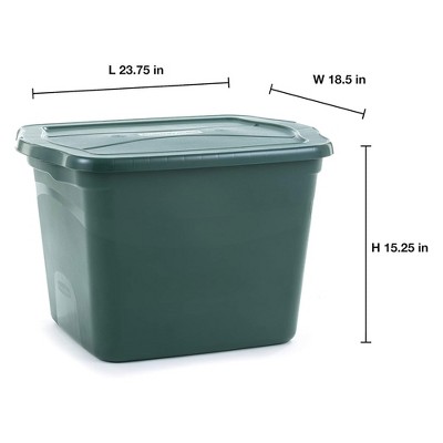 Hunter Green Stackable Plastic Storage Bins with Lids, 18 Gallon, 6 Pack