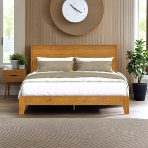 Galano Payne Luxe Platform Bed with Headboard in Oslo Oak, Black Oak, Concrete Gray, Dusty Gray Oak, Knotty Oak, Amber Walnut - 1 of 4