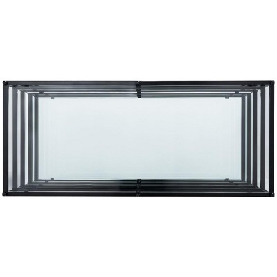 Cathal 52" Matte Black Glass & Mirror Rectangular Coffee Table with Storage