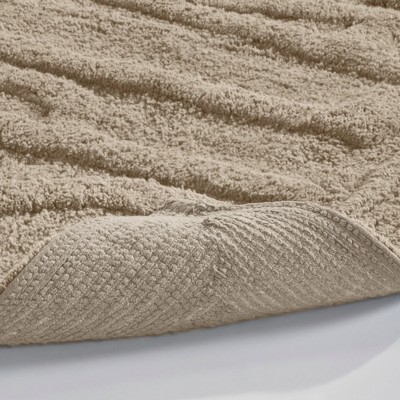 Khaki Cotton Tufted Bath Mat Set with Non-Slip Backing