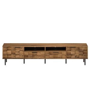 Gulches Natural TV Stand Entertainment Center Fits TVs up to 85 in with Mid Century Style 2 Drawers 4 Cabinets Cable Holes - 1 of 4