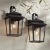 John Timberland Bellis Verde Modern Outdoor Wall Light Fixtures Set of 2 Textured Black Lantern Frame 15 1/4" Clear Glass for Post Exterior - 2 of 4