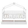 CAVINAS Twin Size House Bed Frame with 2 Drawers,Modern Floor Bed for Kids Room,Bedroom - 3 of 4