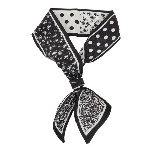 Unique Bargains Women's Printed Scarf Headband Black White 1 Pc - 1 of 4