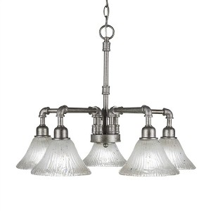 Toltec Lighting Vintage 5 - Light Chandelier in  Aged Silver with 7" Frosted Crystal Shade - 1 of 1