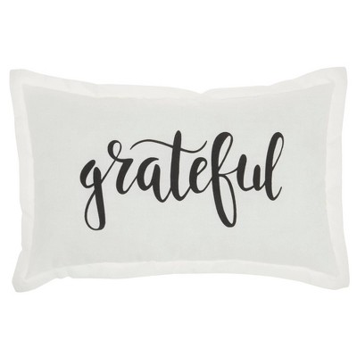 12"x20" 'Grateful' Throw Pillow White - Kathy Ireland Home