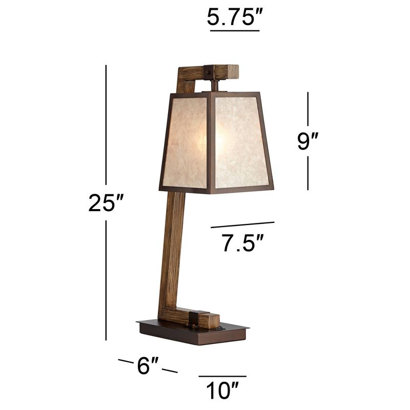 Franklin Iron Works Tribeca Rustic Farmhouse Table Lamp 25" High Metal with USB Charging Port Light Mica Drum Shade for Bedroom Living Room Bedside, 4 of 10