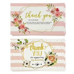 Wrapables 2.1" x 3.5" Thank You Card Inserts, Appreciation Cards for Small Business, Weddings, Bridal & Baby Showers, 120pcs - 1 of 4