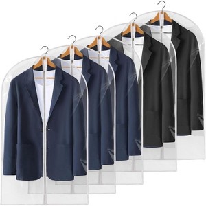 Clear Plastic Garment Bags, Waterproof Zippered Covers for Coats, Jackets & Shirts - 1 of 4