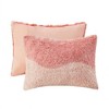 Sapphtopaz Shaggy Faux Fur Comforter Set, Tonal Wave Striped Ombre Bedding Set with Microfiber Reverse (Includes Comforter & Shams) - 3 of 4