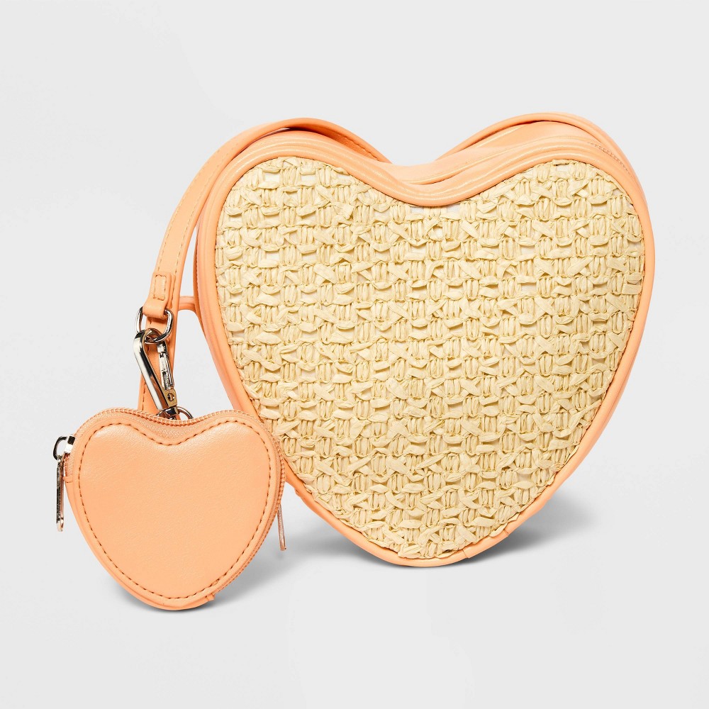 Photos - Travel Accessory Girls' Woven Heart Crossbody Bag with Pouch - art class™ Orange