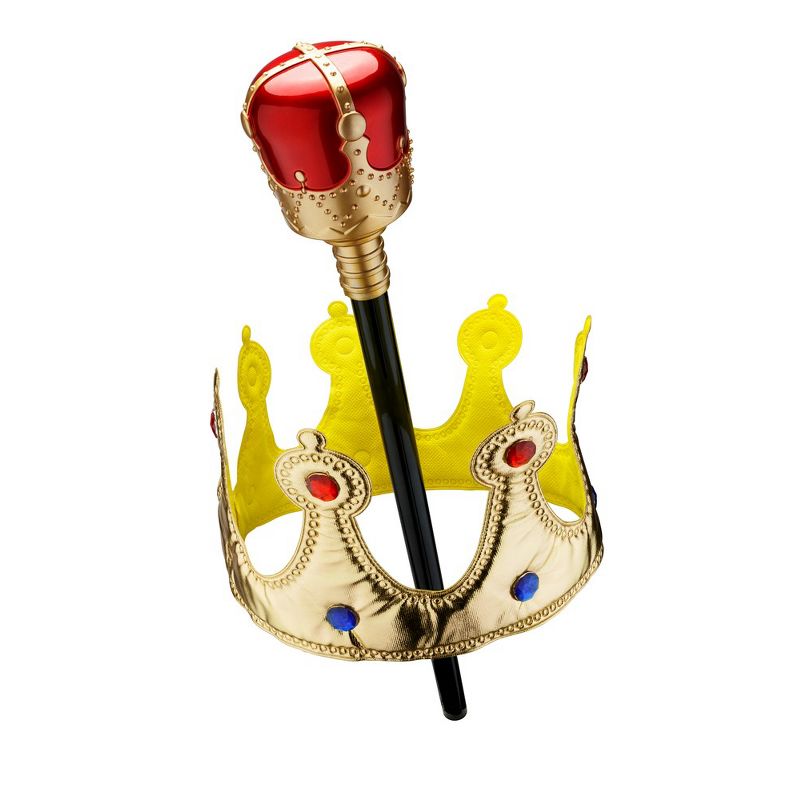 Dress Up America Gold Crown and Scepter – Kings Crown Accessory Set, 1 of 5