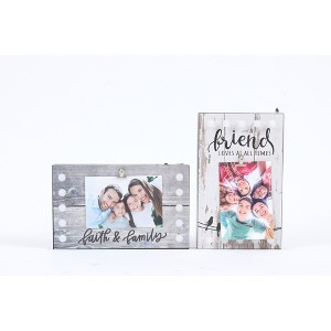 LuxenHome 2-Piece Friends and Family Picture Frame Set with Lights Gray - 1 of 4