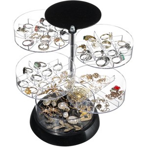 HTUTWOO Rotating Jewelry Box,Small Jewelry Organizer Box and Earring Holder,5 Layer Travel Jewelry Case With Lid,for Earrings Bracelets - 1 of 4