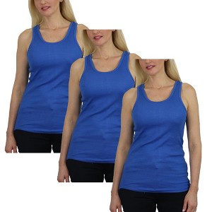 Galaxy By Harvic Women's Loose Fit Ribbed Tank Top-3 Pack - 1 of 4