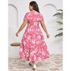 Plus Size Split Layered Hem Fake Button Short Sleeve Summer Maxi Dress - 2 of 3