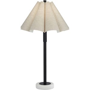 Possini Euro Design Raul 29 1/4" Tall Modern End Table Lamp Black White Marble Single Beige Scalloped Shade Living Room Bedroom Bedside Nightstand - 1 of 4