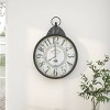 28"x20" Metal Pocket watch Style Wall Clock Black - Olivia & May: Vintage Iron, Analog Display, Indoor Use - 3 of 4