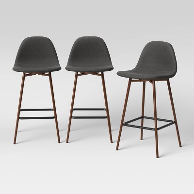 3pk Copley Counter Height Barstool Dark Gray Threshold Upholstered Plywood Frame Footrest Target