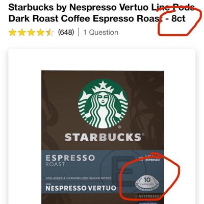 Starbucks By Nespresso vertuo line Pods Dark Roast Coffee Espresso