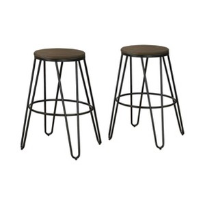 Set of 2 Puckard Contemporary Counter Height Stools Black/Natural Elm - ioHOMES