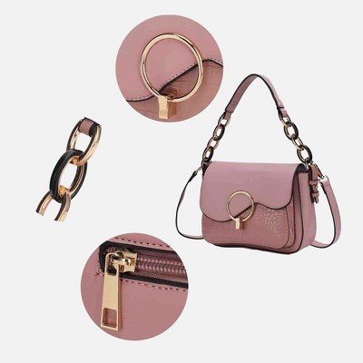 MKF Collection Shoulder Crossbody Bag Croc Turn Lock Closure, Fanta | MKF Collection by Mia K - Black — фото 4