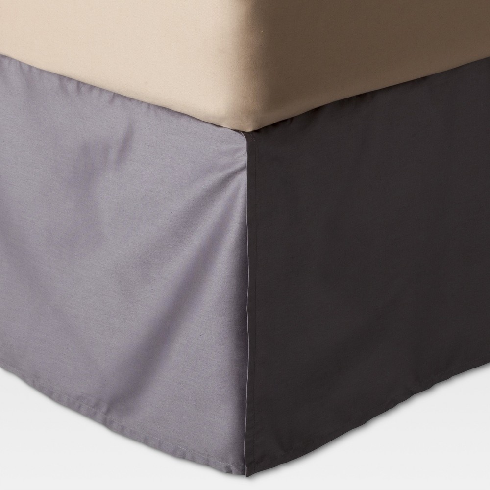 Gray Wrinkle-Resistant Cotton Bed Skirt (King) - Threshold™