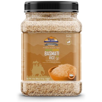 Brown Basmati Rice Extra Long - 64oz (4lbs) 1.81kg PET Jar - Rani Brand Authentic Indian Products