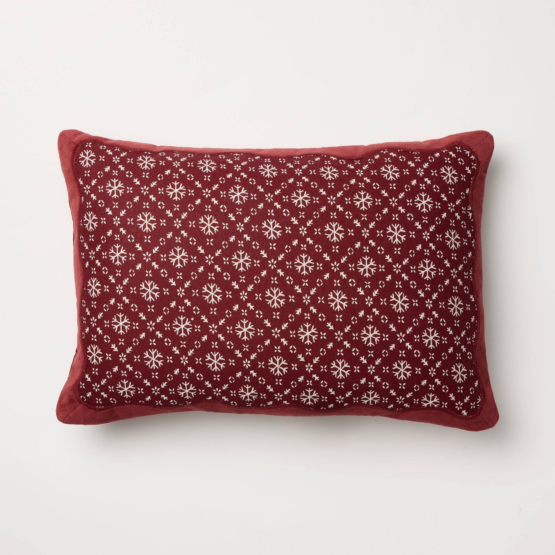14"x20" Velvet with Snowflake Pillow Burgundy- Threshold™ designed with Studio McGee