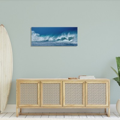 Panoramic Blue and White Tsunami Wave Canvas Wall Art