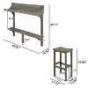 Gulches 3-Piece Balcony Bar Set - Compact Table with Bottom Shelf & 2 Stools, Grey Finish Acacia Wood, Indoor/Outdoor Space-Saving Entertaining Set - 2 of 4