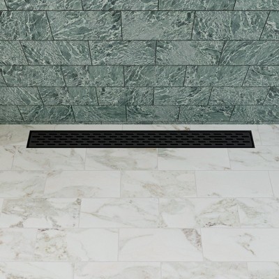 ALFI 32 Inches Black Matte Stainless Steel Linear Shower Drain with Groove Holes