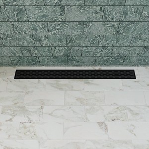 ALFI 32 Inches Black Matte Stainless Steel Linear Shower Drain with Groove Holes - 1 of 4