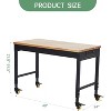 48"x24" Adjustable Workbench, 2000LBS Heavy Duty Table with Rubber Wood Top, Power Outlet, Pegboard, Lockable Casters, for Garage/Workshop/Shed - 2 of 4