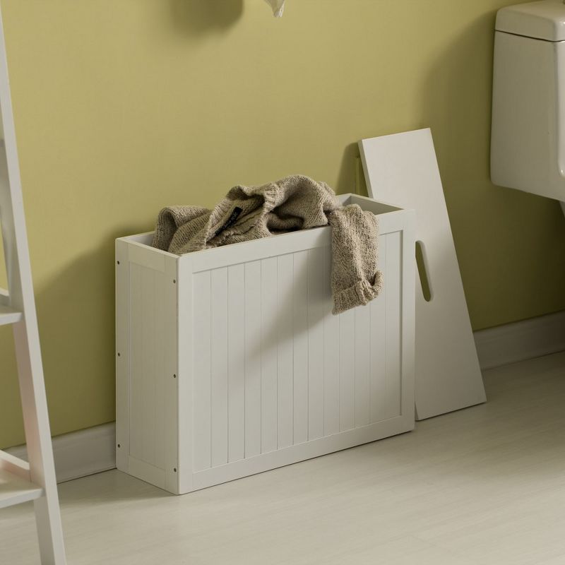 Wooden White Finish Storage Box with Cover, Small Storage Laundry Hamper, 2 of 7