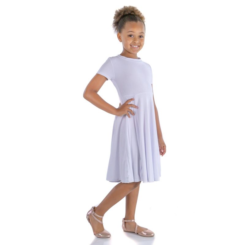 24seven Comfort Apparel Girls Flowy Short Sleeve Girls Dress, 2 of 5