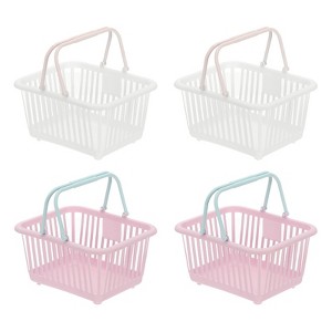 Unique Bargains Plastic Grocery Shopping Toy Organizing Mini Decorative Baskets 6.3" x 3.5" x 5.1" 4 Pcs - 1 of 4