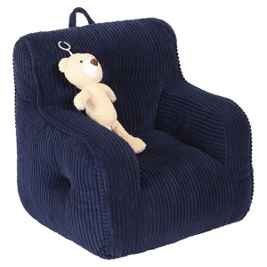 Itopfox Kids Plush Teddy Bear Bean Bag Chair, Comfy Toddler Seating for Boys and Girls, Dark Blue - 1 of 4