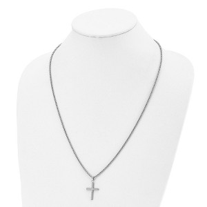Chisel Stainless Steel Polished and Textured Cross Pendant on a 24" Box Chain Necklace - 1 of 2